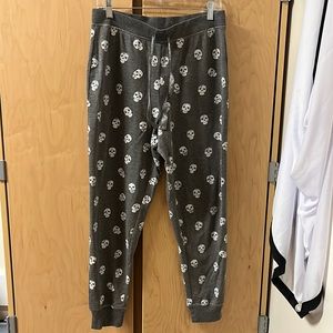 XL Pink Rose Skull Print Sweatpants